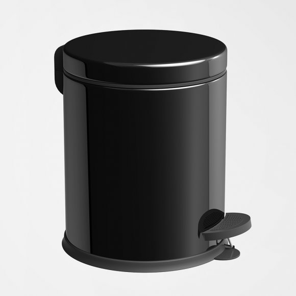 KAIA Zestaw łazienkowy czarny / Kosz na śmieci ze z pedałem 3 L + Szczotka wc z pojemnikiem