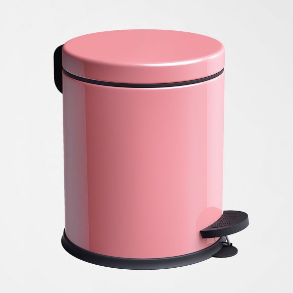 KAIA Zestaw łazienkowy różowy / Kosz na śmieci ze z pedałem 3 L + Szczotka wc z pojemnikiem
