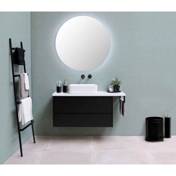 KAIA Zestaw łazienkowy czarny 4 elementy / Kosz 3 L + Szczotka wc + dozownik na mydło + pojemnik na szczoteczki
