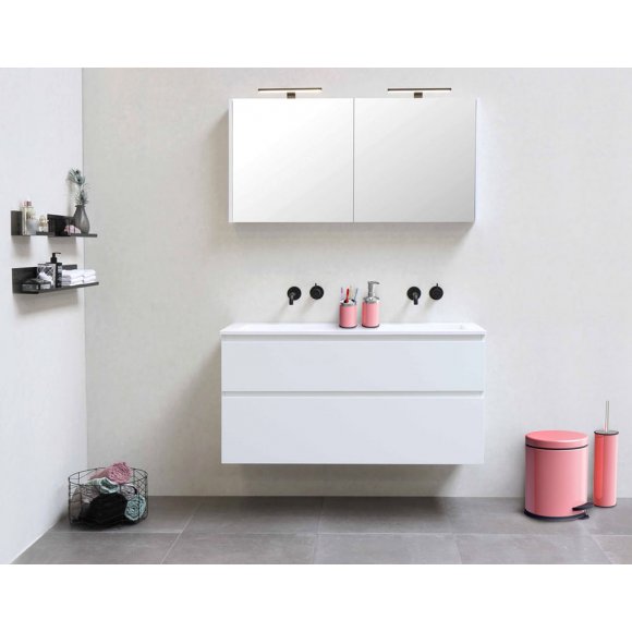 KAIA Zestaw łazienkowy różowy 4 elementy / Kosz 3 L + Szczotka wc + dozownik na mydło + pojemnik na szczoteczki