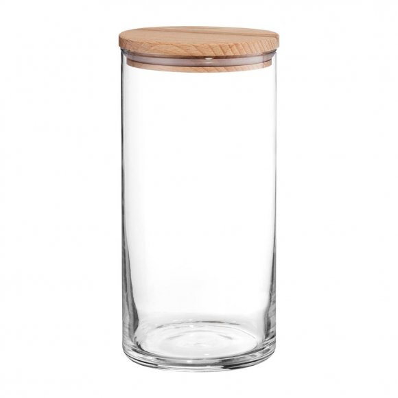 AMBITION NORDIC Pojemnik szklany z bambusowym wieczkiem 1,35 l / styl skandynawski