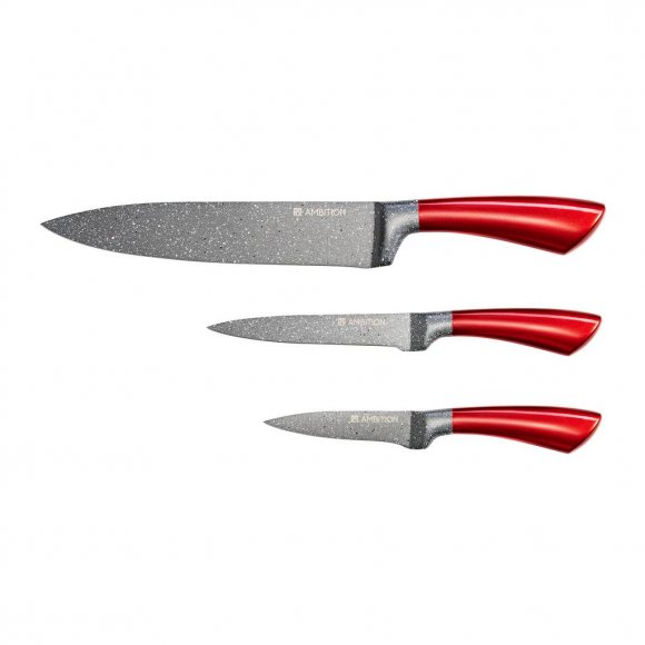 AMBITION JASPER Komplet 3 noży (z nożem uniwersalnym 13 cm) / powłoka nieprzywierająca