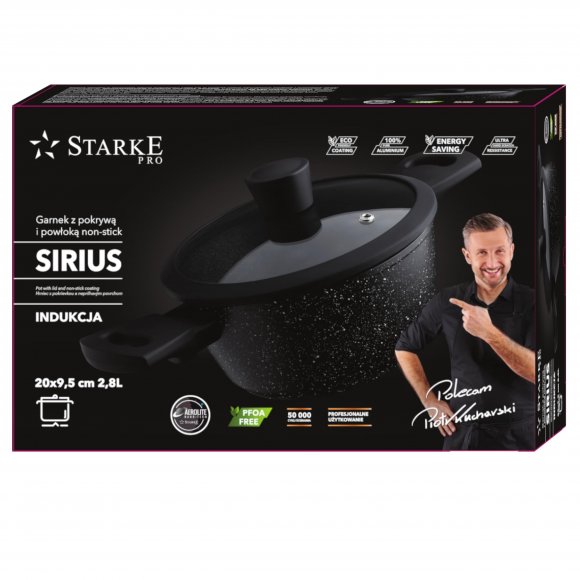 STARKE PRO SIRIUS Zestaw garnków z pokrywkami 20, 24 cm + rondel 16 cm