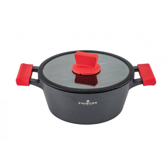 ZWIEGER OBSIDIAN Komplet garnków z pokrywkami 1l, 3l, 5l/ GREBLON C3 + Komplet Patelnia Sensa Thermo 24, 28 cm