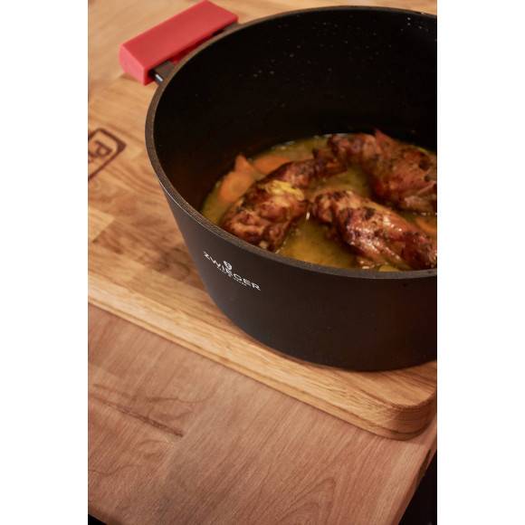 ZWIEGER OBSIDIAN Komplet garnków z pokrywkami 1l, 3l, 5l/ GREBLON C3 + Komplet Patelnia Sensa Thermo 24, 28 cm