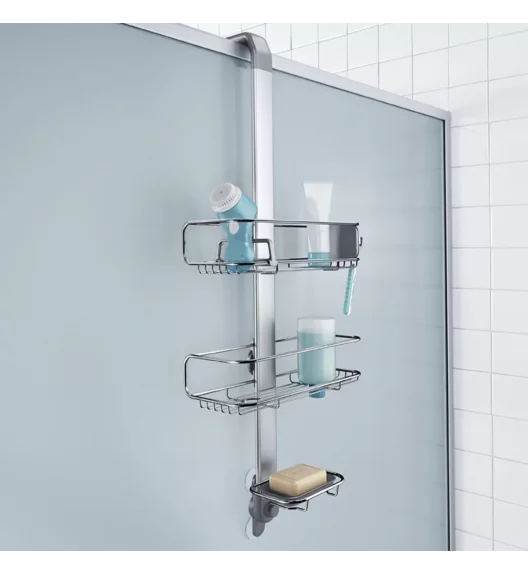 SIMPLEHUMAN Koszyki prysznicowe wiszące - regulowane / stal nierdzewna