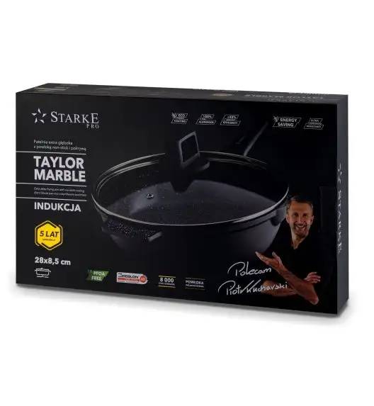 STARKE PRO TAYLOR MARBLE Patelnia głęboka z pokrywką 28 cm / Greblon® C3