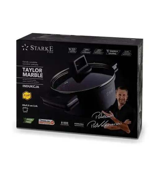 STARKE PRO TAYLOR MARBLE Garnek z pokrywką 20 cm / 2,4 l / Greblon® C3