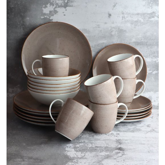 LUBIANA BOSS 6630T Serwis obiadowy 28 el / 6 osób / brązowy / porcelana ręcznie malowana