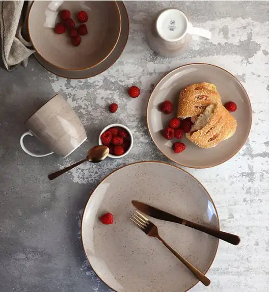 LUBIANA BOSS 6630T Serwis obiadowy 28 el / 6 osób / brązowy / porcelana ręcznie malowana