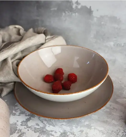 LUBIANA BOSS 6630T Serwis obiadowy 28 el / 6 osób / brązowy / porcelana ręcznie malowana