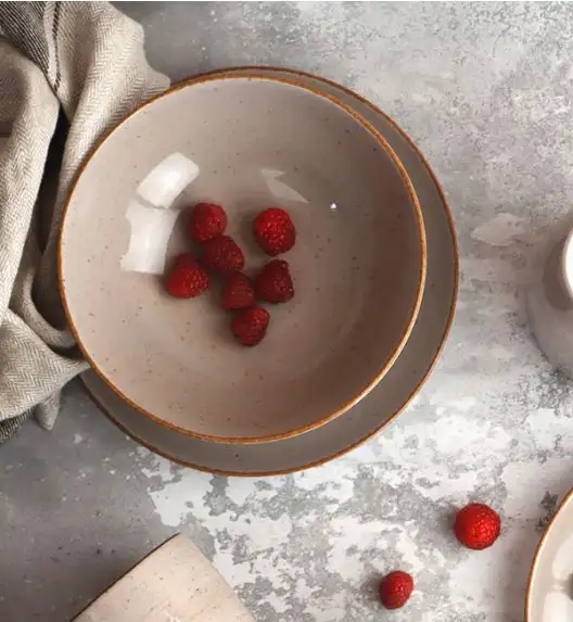 LUBIANA BOSS 6630T Serwis obiadowy 28 el / 6 osób / brązowy / porcelana ręcznie malowana