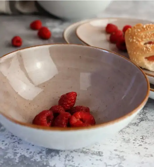 LUBIANA BOSS 6630T Serwis obiadowy 28 el / 6 osób / brązowy / porcelana ręcznie malowana