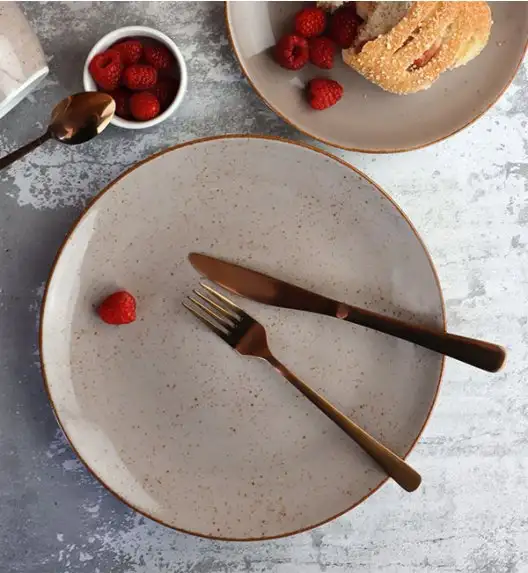 LUBIANA BOSS 6630T Serwis obiadowy 76 el / 18 osób / brązowy / porcelana ręcznie malowana