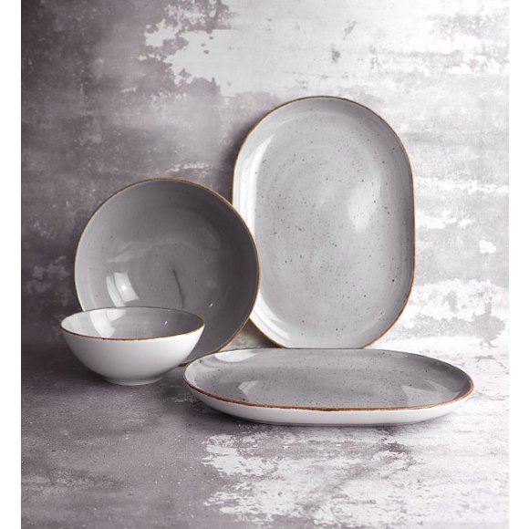 LUBIANA BOSS 6630Z Serwis obiadowy 28 el / 6 osób / szary / porcelana ręcznie malowana
