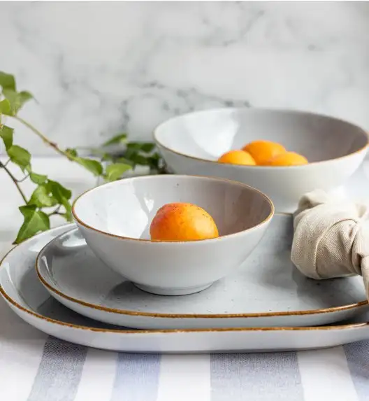 LUBIANA BOSS 6630Z Serwis obiadowo - kawowy 40 el / 6 osób / szary / porcelana ręcznie malowana