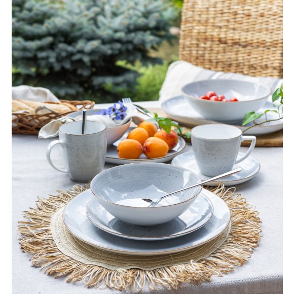 LUBIANA BOSS 6630Z Serwis obiadowo - kawowy 40 el / 6 osób / szary / porcelana ręcznie malowana