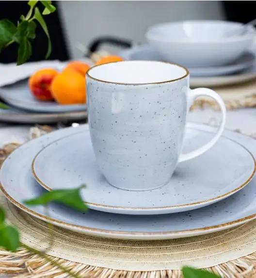 LUBIANA BOSS 6630Z Serwis obiadowo - kawowy 40 el / 6 osób / szary / porcelana ręcznie malowana