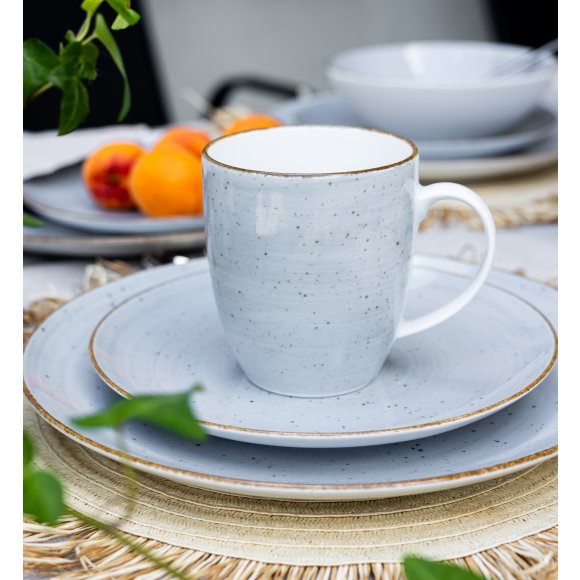 LUBIANA BOSS 6630Z Serwis obiadowo - kawowy 40 el / 6 osób / szary / porcelana ręcznie malowana