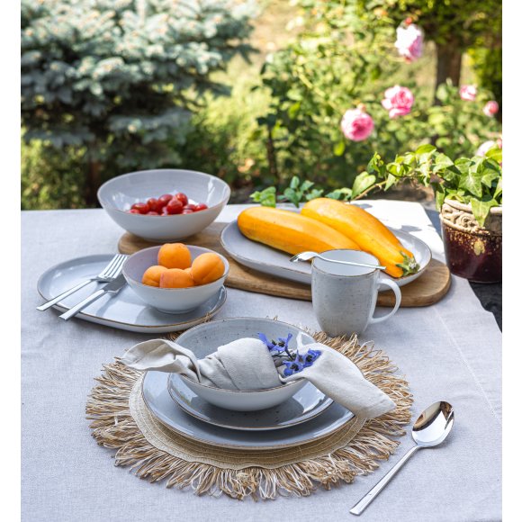 LUBIANA BOSS 6630Z Serwis obiadowo - kawowy 40 el / 6 osób / szary / porcelana ręcznie malowana