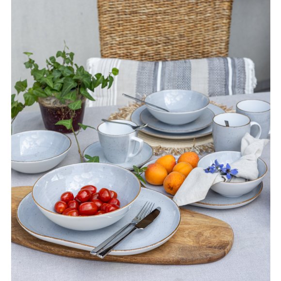 LUBIANA BOSS 6630Z Serwis obiadowo - kawowy 40 el / 6 osób / szary / porcelana ręcznie malowana