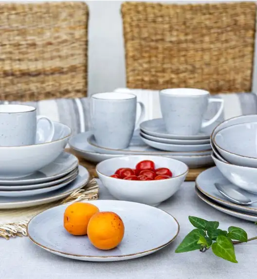 LUBIANA BOSS 6630Z Serwis obiadowo - kawowy 40 el / 6 osób / szary / porcelana ręcznie malowana