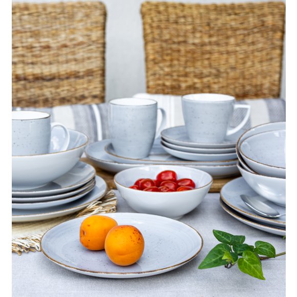 LUBIANA BOSS 6630Z Serwis obiadowo - kawowy 40 el / 6 osób / szary / porcelana ręcznie malowana