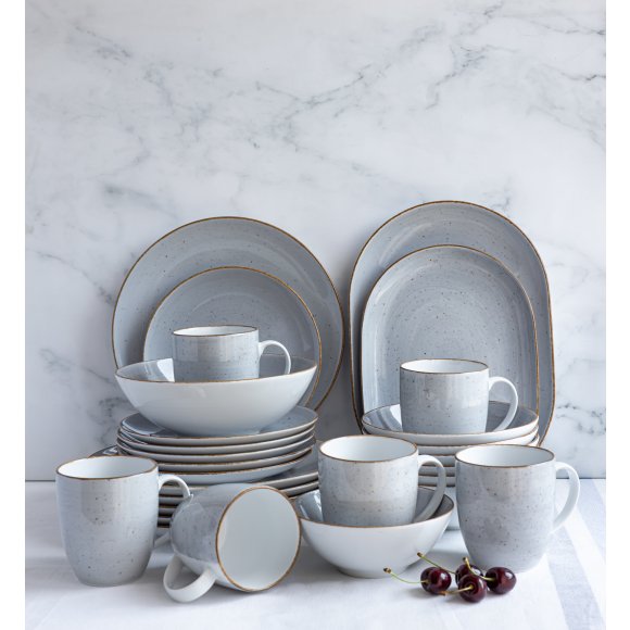 LUBIANA BOSS 6630Z Serwis obiadowo - kawowy 40 el / 6 osób / szary / porcelana ręcznie malowana