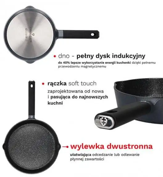 ZWIEGER VESNA Patelnia 28 cm + Pokrywka Tadar / GREBLON C3 non-stick / indukcja
