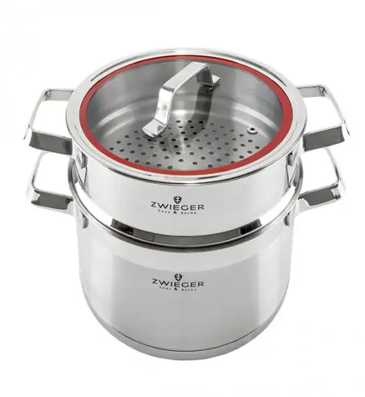 ZWIEGER KLASSIKER Komplet garnków z pokrywkami 11 el / stal nierdzewna SS 304+ Patelnia Practi Plus 20, 24, 28 cm
