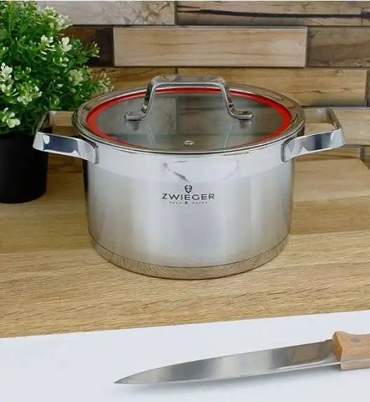 ZWIEGER KLASSIKER Komplet garnków z pokrywkami 11 el / stal nierdzewna SS 304+ Patelnia Practi Plus 20, 24, 28 cm
