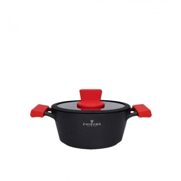 ZWIEGER OBSIDIAN Komplet Garnki 6 el z pokrywkami 5,5l/ 3,5l/ 2l +rondel +patelnia głęboka 28 cm / GREBLON C3+