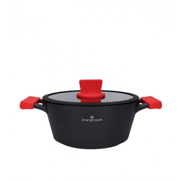 ZWIEGER OBSIDIAN Komplet Garnki 6 el z pokrywkami 5,5l/ 3,5l/ 2l +rondel +patelnia głęboka 28 cm / GREBLON C3+