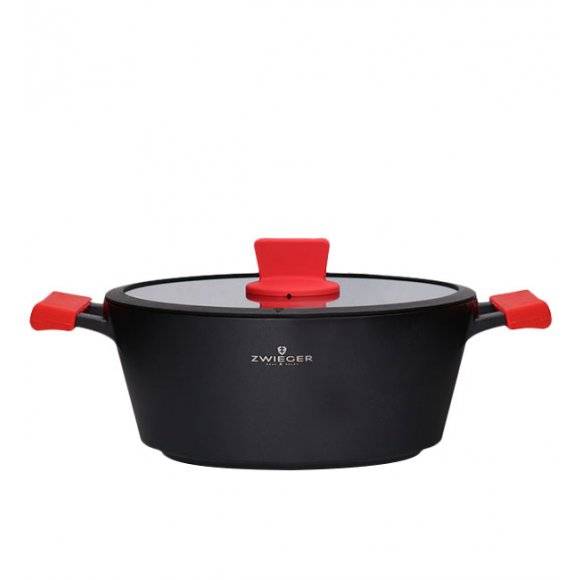 ZWIEGER OBSIDIAN Komplet Garnki 6 el z pokrywkami 5,5l/ 3,5l/ 2l +rondel +patelnia głęboka 28 cm / GREBLON C3+