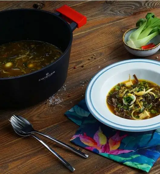 ZWIEGER OBSIDIAN Komplet Garnki 6 el z pokrywkami 5,5l/ 3,5l/ 2l +rondel +patelnia głęboka 28 cm / GREBLON C3+