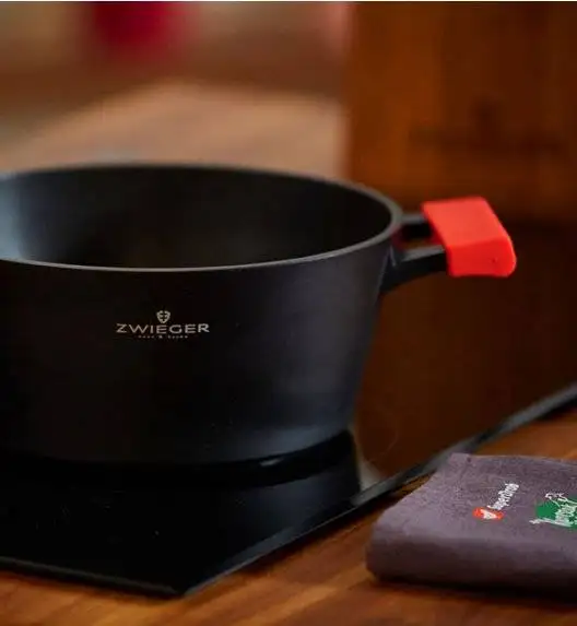 ZWIEGER OBSIDIAN Komplet Garnki 6 el z pokrywkami 5,5l/ 3,5l/ 2l +rondel + patelnie 20, 24, 28 cm + głęboka 28 cm + pokrywki Tadar/ GREBLON 