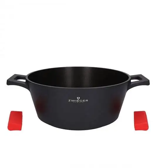 ZWIEGER OBSIDIAN Komplet Garnki 6 el z pokrywkami 5,5l/ 3,5l/ 2l +rondel + patelnie 20, 24, 28 cm + głęboka 28 cm + pokrywki Tadar/ GREBLON 