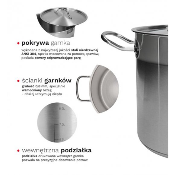 ZWIEGER PRACTI PLUS Komplet 4 garnków z pokrywkami + Ganek Big Pot 8,5 L