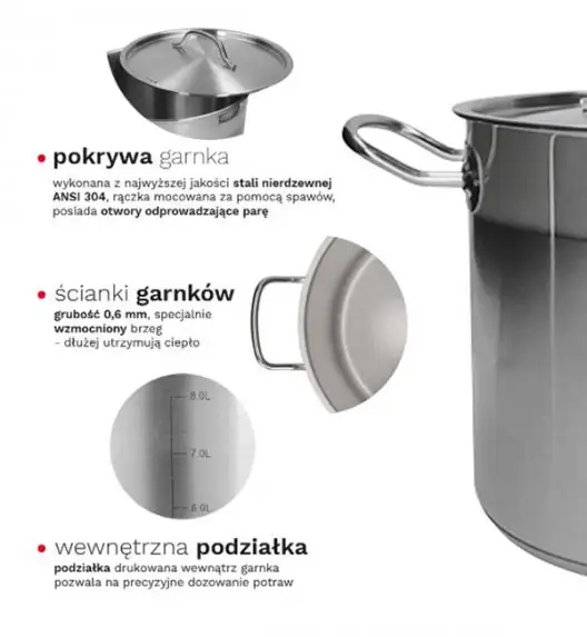 ZWIEGER KLASSIKER Komplet garnków z pokrywkami 11 el + Ganek Big Pot 10,5 L / stal nierdzewna SS 304 