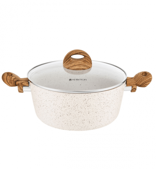 AMBITION NATURE Komplet garnków z pokrywkami 6 el + patelnia głęboka 28 cm