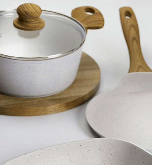 AMBITION NATURE Komplet garnków z pokrywkami 6 el + patelnia głęboka 28 cm