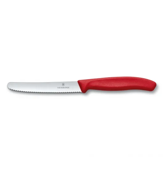 VICTORINOX SWISS CLASSIC Nóż ostrze ząbkowane / 11 cm / czerwony