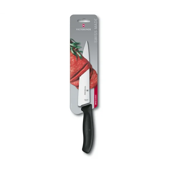 VICTORINOX SWISS CLASSIC Nóż do porcjowania / gładkie ostrze / 19 cm / czarny