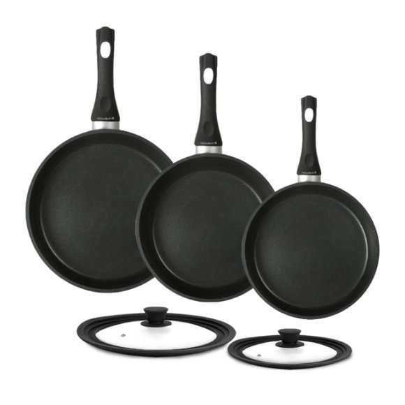 AMBITION MAGNAT Komplet patelni Ø 20, 24, 28 + Pokrywki uniwersalne Tadar / powłoka nieprzywierająca