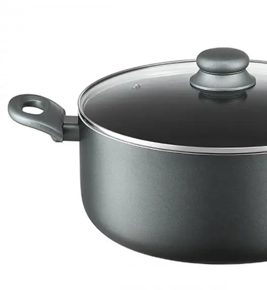 AMBITION GRAPHITE Komplet 4 garnków z pokrywkami + Zestaw Patelni 20, 24, 28 cm + Pokrywki Tadar