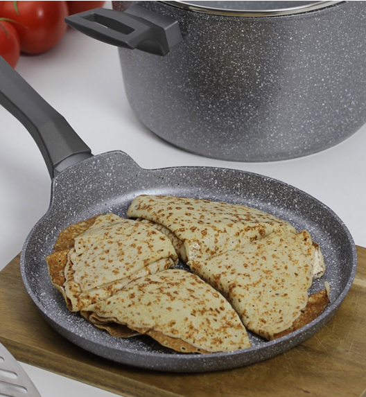 AMBITION SILVERSTONE Komplet patelni 20, 28 cm + patelnia naleśnikowa / powłoka Qalum Basic Stone Edition