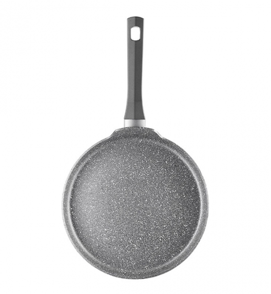 AMBITION SILVERSTONE Komplet patelni 20, 28 cm + pokrywki uniwersalne +patelnia naleśnikowa / powłoka Qalum Basic Stone Edition