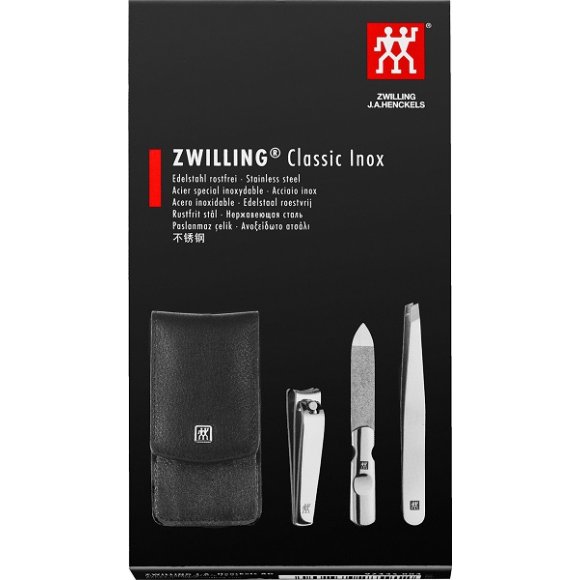 ZWILLING CLASSIC INOX Zestaw podróżny do manicure / czarne skórzane etui / 3 el