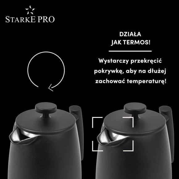 STARKE ENCORA Zaparzacz typu french press / termos 1L / czarny