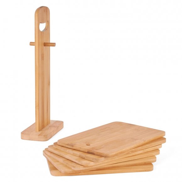 TADAR Zestaw desek bambusowych do krojenia na stojaku / 6 sztuk